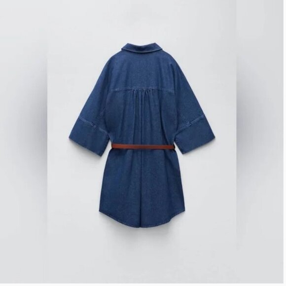 Zara Limited Edition Denim  Mini Dress(WITHOUT BELT) Size S NEW WITH TAG! - Picture 6 of 7